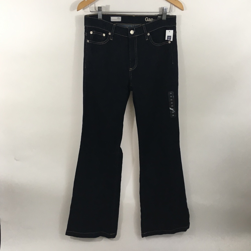 Dark 2010s Gap indigo flare mid rise jeans! Long 29r!